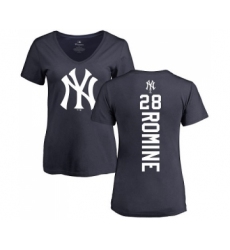 MLB Women's Nike New York Yankees #28 Austin Romine Navy Blue Backer T-Shirt