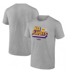 Men's Los Angeles Lakers Heather Gray 2024 Playoffs Defensive Stance T-Shirt