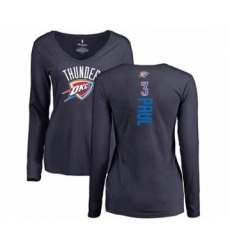 Basketball Women's Oklahoma City Thunder #3 Chris Paul Navy Blue Backer Long Sleeve T-Shirt