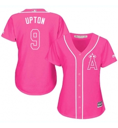 Women's Majestic Los Angeles Angels of Anaheim #9 Justin Upton Replica Pink Fashion MLB Jersey