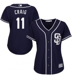 Women's Majestic San Diego Padres #11 Allen Craig Authentic Navy Blue Alternate 1 Cool Base MLB Jersey