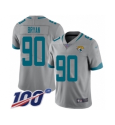 Youth Jacksonville Jaguars #90 Taven Bryan Silver Inverted Legend Limited 100th Season Football Jersey