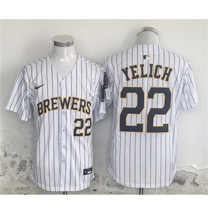 Men's Milwaukee Brewers #22 Christian Yelich White Alternate Limited Stitched Jersey