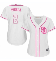Women's Majestic San Diego Padres #2 Jose Pirela Replica White Fashion Cool Base MLB Jersey