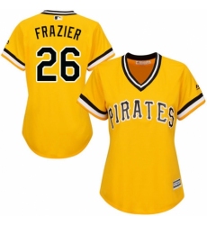 Women's Majestic Pittsburgh Pirates #26 Adam Frazier Authentic Gold Alternate Cool Base MLB Jersey