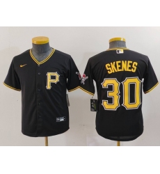 Youth Pittsburgh Pirates #30 Paul Skenes Black Stitched Cool Base Nike Jersey