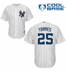 Men's Majestic New York Yankees #25 Gleyber Torres Replica White Home MLB Jersey