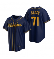 Men's Nike Milwaukee Brewers #71 Josh Hader Navy Alternate Stitched Baseball Jersey