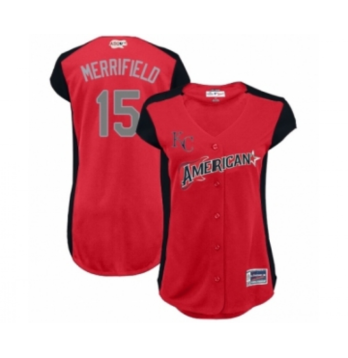 Women's Kansas City Royals #15 Whit Merrifield Authentic Red American League 2019 Baseball All-Star Jersey