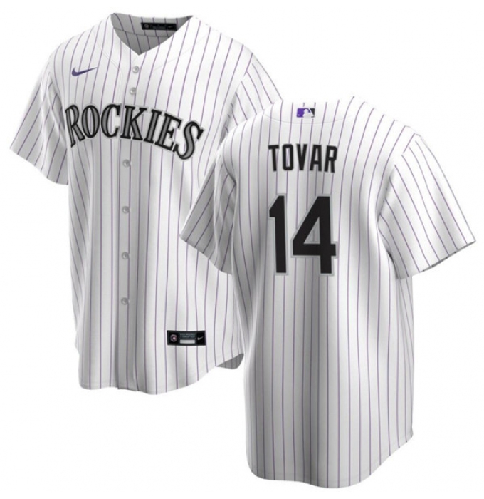 Men's Colorado Rockies #14 Ezequiel Tovar White Cool Base Stitched Baseball Jersey