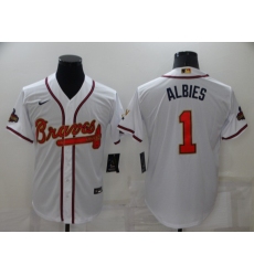 Men's Atlanta Braves #1 Ozzie Albies Nike White 2022 Gold Program Authentic Player Jersey