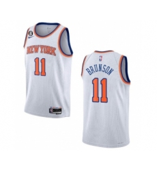 Men's New Yok Knicks #11 Jalen Brunson White With NO.6 Stitched Basketball Jersey