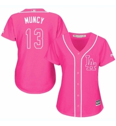 Women's Majestic Los Angeles Dodgers #13 Max Muncy Authentic Pink Fashion Cool Base MLB Jersey