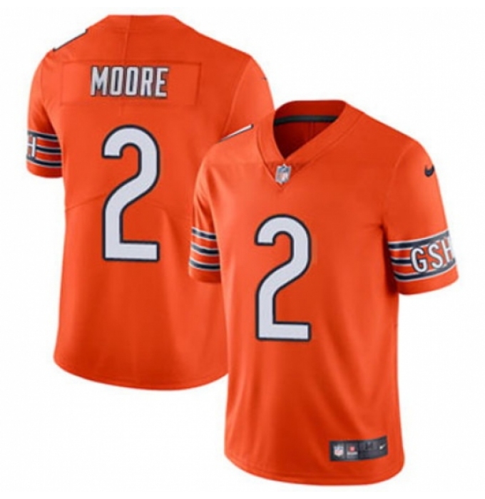 Women Chicago Bears #2 DJ Moore Orange Vapor Limited Stitched NFL Jersey