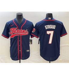 Men's Houston Texans #7 CJ Stroud Navy Cool Base Stitched Baseball Jersey