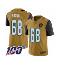 Men's Jacksonville Jaguars #68 Andrew Norwell Limited Gold Rush Vapor Untouchable 100th Season Football Jersey