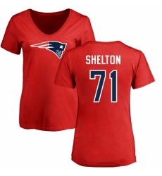 NFL Women's Nike New England Patriots #71 Danny Shelton Red Name & Number Logo Slim Fit T-Shirt