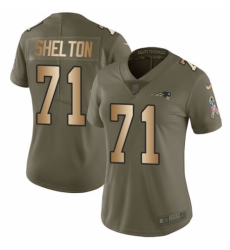 Women's Nike New England Patriots #71 Danny Shelton Limited Olive/Gold 2017 Salute to Service NFL Jersey