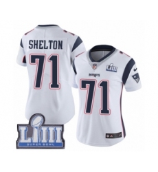 Women's Nike New England Patriots #71 Danny Shelton White Vapor Untouchable Limited Player Super Bowl LIII Bound NFL Jersey