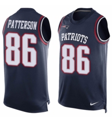 Men's Nike New England Patriots #86 Cordarrelle Patterson Limited Navy Blue Player Name & Number Tank Top NFL Jersey
