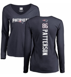 NFL Women's Nike New England Patriots #86 Cordarrelle Patterson Navy Blue Backer Slim Fit Long Sleeve T-Shirt