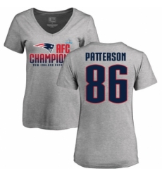 Women's Nike New England Patriots #86 Cordarrelle Patterson Heather Gray 2017 AFC Champions V-Neck T-Shirt