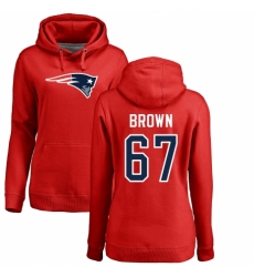 NFL Women's Nike New England Patriots #67 Trent Brown Red Name & Number Logo Pullover Hoodie