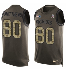 Men's Nike New England Patriots #80 Jordan Matthews Limited Green Salute to Service Tank Top NFL Jersey