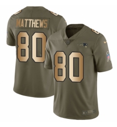 Men's Nike New England Patriots #80 Jordan Matthews Limited Olive/Gold 2017 Salute to Service NFL Jersey