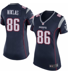 Women's Nike New England Patriots #86 Troy Niklas Game Navy Blue Team Color NFL Jersey