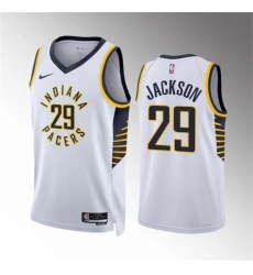 Men's Indiana Pacers #29 Quenton Jackson White Association Edition Stitched Basketball Jersey