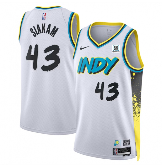 Men's Indiana Pacers #43 Pascal Siakam White 2024-25 City Edition Stitched Basketball Jersey