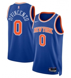 Men's New Yok Knicks #0 Donte DiVincenzo Blue Icon Edition Swingman Stitched Basketball Jersey