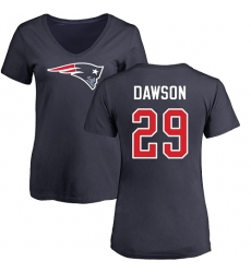 NFL Women's Nike New England Patriots #29 Duke Dawson Navy Blue Name & Number Logo Slim Fit T-Shirt