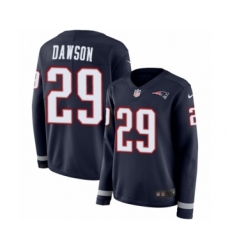 Women's Nike New England Patriots #29 Duke Dawson Limited Navy Blue Therma Long Sleeve NFL Jersey