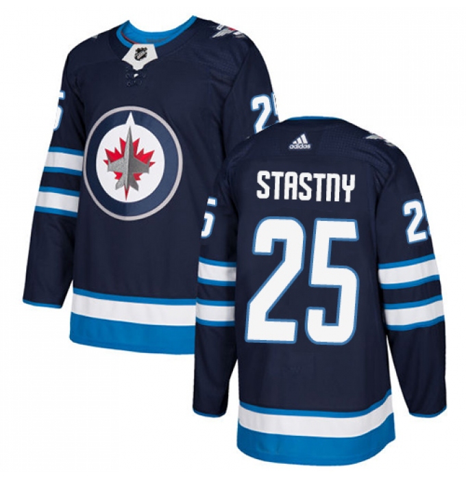 Men's Adidas Winnipeg Jets #25 Paul Stastny Authentic Navy Blue Home NHL Jersey