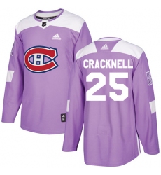 Men's Adidas Montreal Canadiens #25 Adam Cracknell Authentic Purple Fights Cancer Practice NHL Jersey
