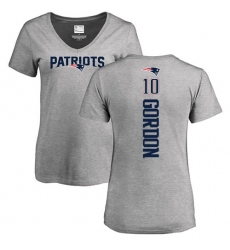 NFL Women's Nike New England Patriots #10 Josh Gordon Ash Backer V-Neck T-Shirt
