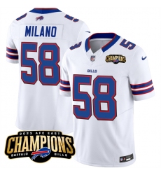 Men's Buffalo Bills #58 Matt Milano White 2023 F.U.S.E. AFC East Champions Football Stitched Jersey