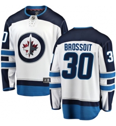 Men's Winnipeg Jets #30 Laurent Brossoit Fanatics Branded White Away Breakaway NHL Jersey