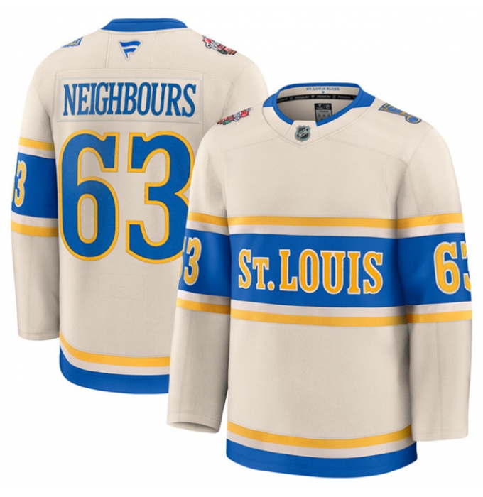 Men's St. Louis Blues #63 Jake Neighbours Cream 2024-25 Winter Classic Stitched Hockey Jersey