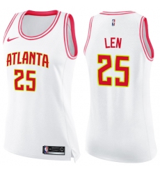 Women's Nike Atlanta Hawks #25 Alex Len Swingman White Pink Fashion NBA Jersey