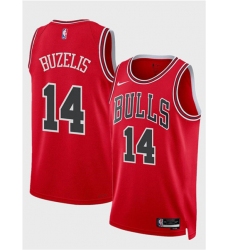 Men's Chicago Bulls #14 Matas Buzelis Red 2024 Draft Icon Edition Stitched Basketball Jersey