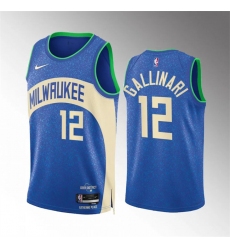 Men's Milwaukee Bucks #12 Danilo Gallinari 2023-24 Blue City Edition Stitched Basketball Jersey