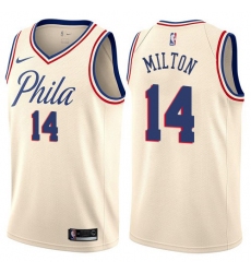 Youth Nike Philadelphia 76ers #14 Shake Milton Swingman Cream NBA Jersey - City Edition
