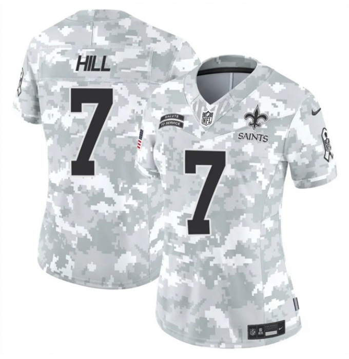 Women's New Orleans Saints #7 Taysom Hill 2024 F.U.S.E Arctic Camo Salute To Service Limited Stitched Football Jersey(Run Small)