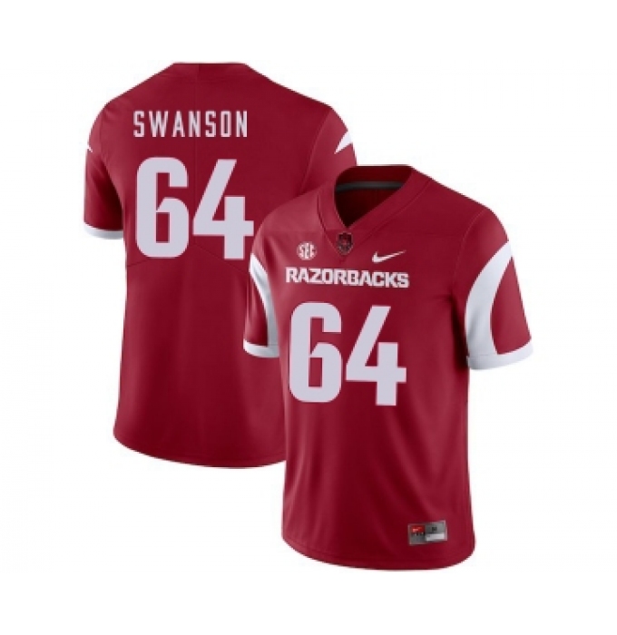 Arkansas Razorbacks 64 Travis Swanson Red College Football Jersey