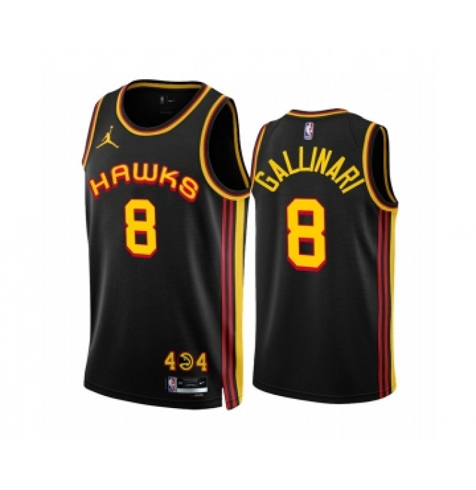 Men's Atlanta Hawks #8 Danilo Gallinari 2022-23 Black Statement Edition Stitched Jersey