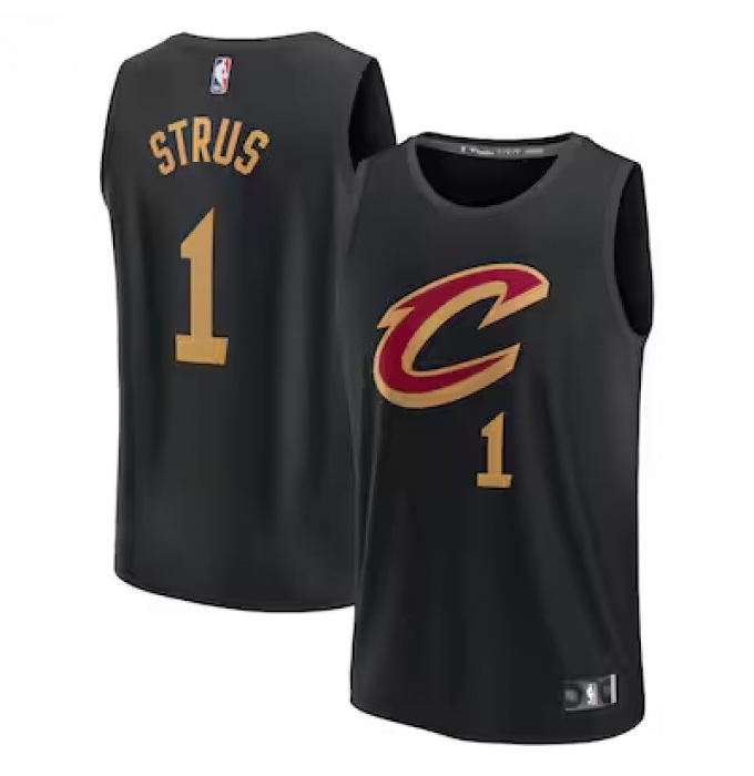 Men's Cleveland Cavaliers #1 Max Strus Fanatics Black Fast Break Replica Player Jersey