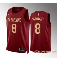 Men's Cleveland Cavaliers #8 Pete Nance Wine Icon Edition Stitched Jersey